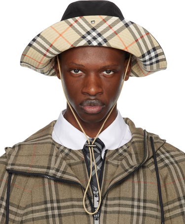 Hat Burberry Burberry Check Brim Gabardine Bucket Hat Beige | 8112364, 0