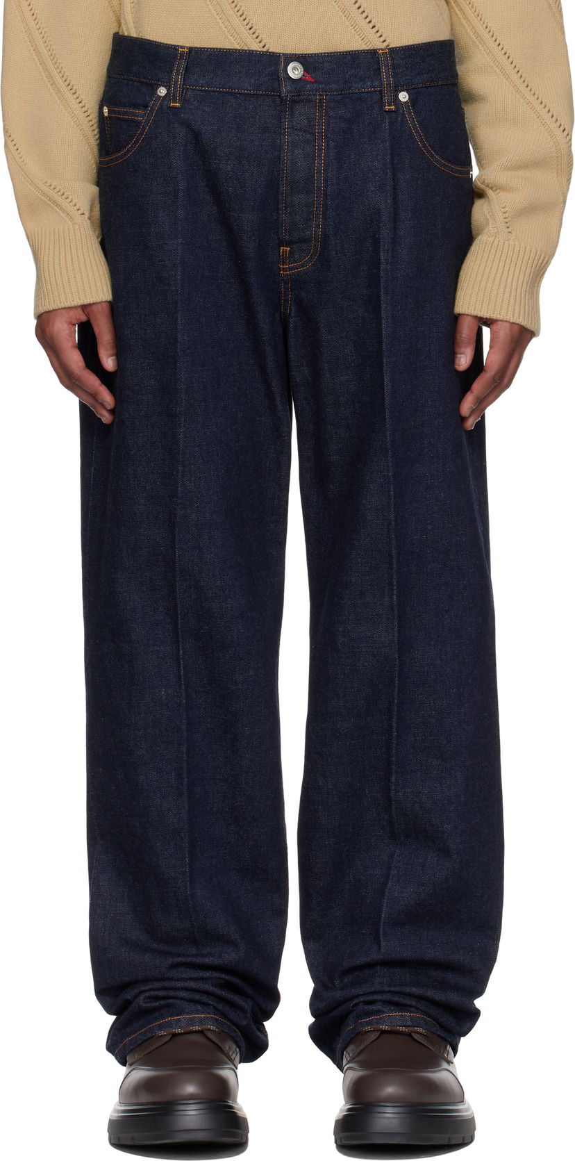 Jeans FERRAGAMO Ferragamo Straight-Leg Jeans Blå | 780559