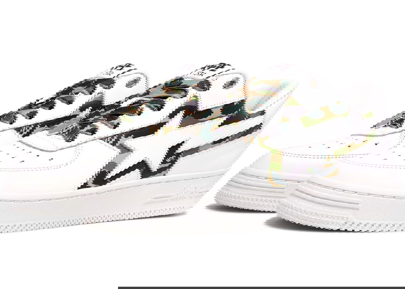 Sneakers og sko BAPE A Bathing Ape Bape Sta Icon ABC Camo Green Hvid | 1K30-191-307-GRN/1K30-291-307-GRN/001FWK301307M_GRN, 0