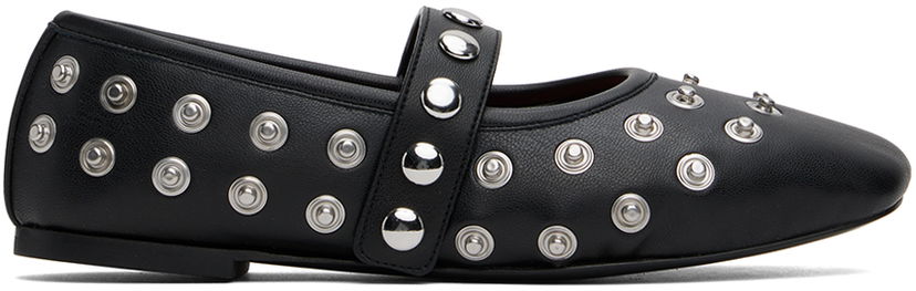 Sneakers og sko Stella McCartney Stella McCartney Ryder Popper-Studded Ballerina Flats Sort | 810473W1IL0