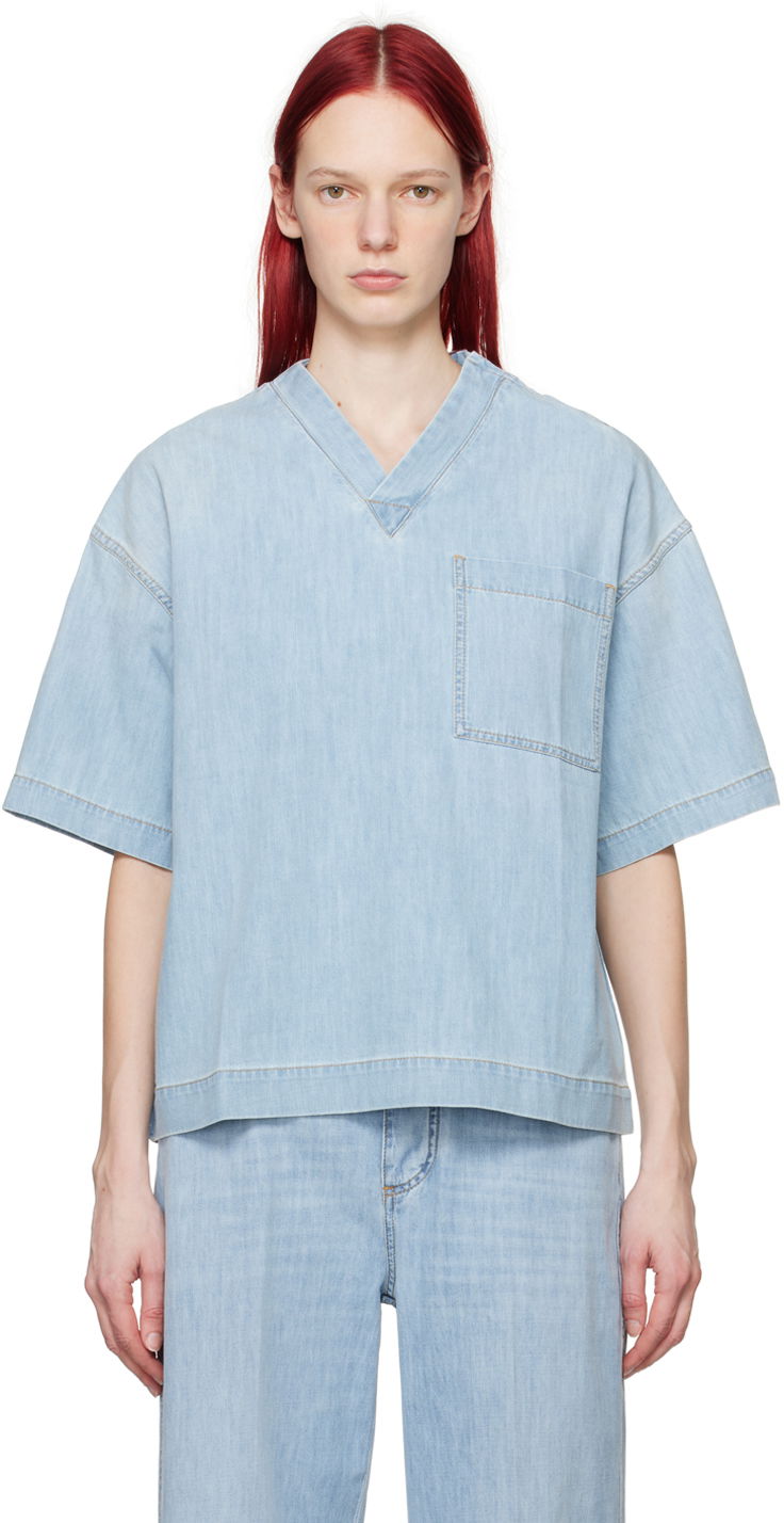 Skjorte Bottega Veneta Denim Shirt Blå | 774676 V3N60