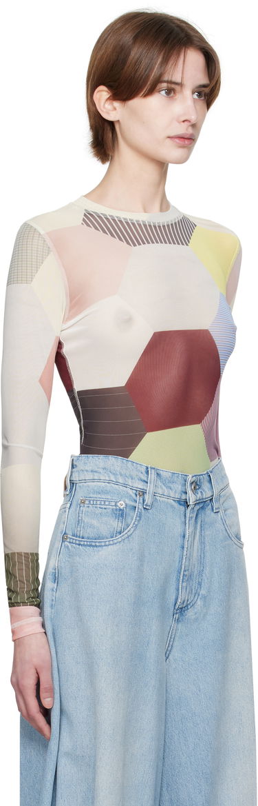 Krop JW Anderson JW Anderson Patchwork Print Sheer Long Sleeve T-Shirt Flerfarvet | JO0138-PG1722, 1