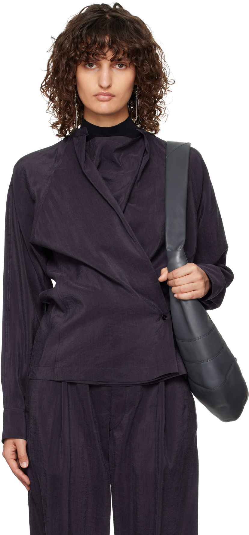 Skuldertaske LEMAIRE Lemaire Twisted Wrap Blouse Grå | TO1081 LF1308