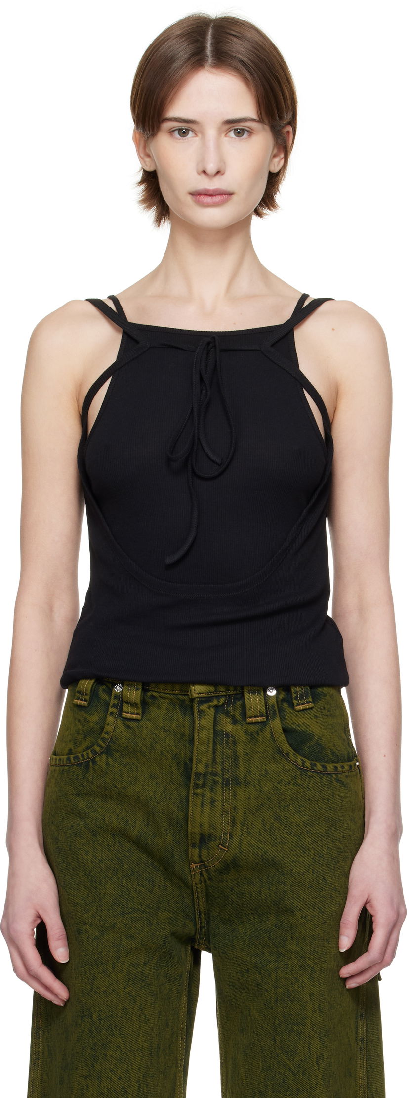 Tanktop Eckhaus Latta Eckhaus Latta Flip Tie-Front Tank Top Sort | 1205-EL-PS25-A -