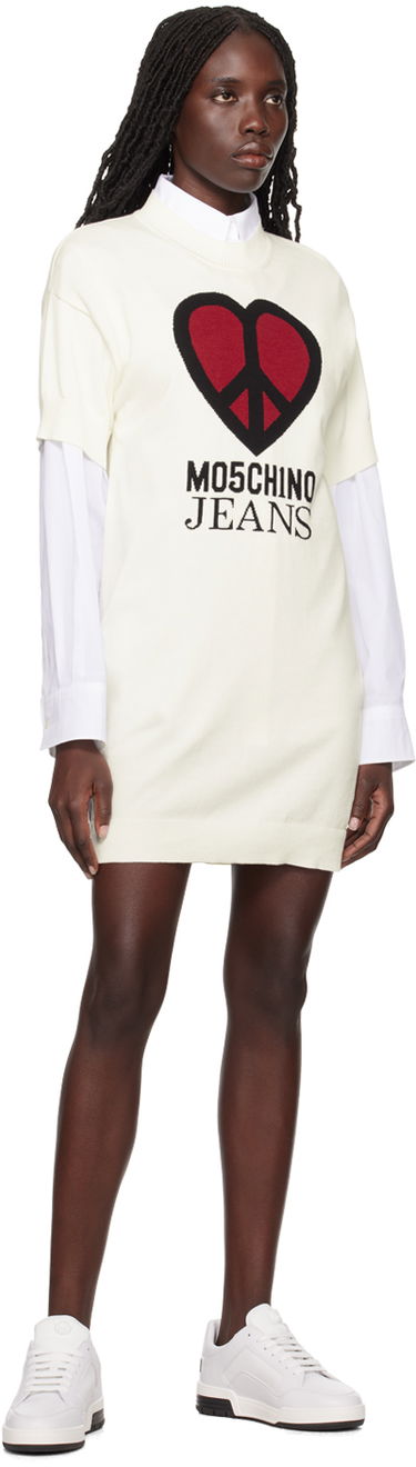 Kjole Moschino Peace & Love Minidress Hvid | 0494 3208, 3