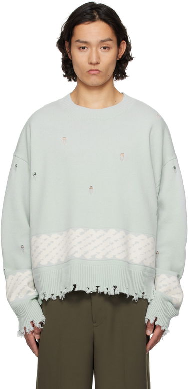 Sweater Feng Chen Wang Feng Chen Wang Ripped Jacquard Sweater Grøn | FUS19KT07, 0