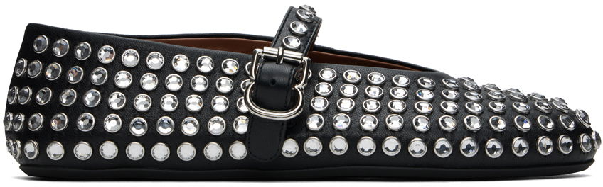 Tøj Alaïa ALAÏA Lambskin Ballerina Flats with Strass Sort | AA3A029CK116, 0