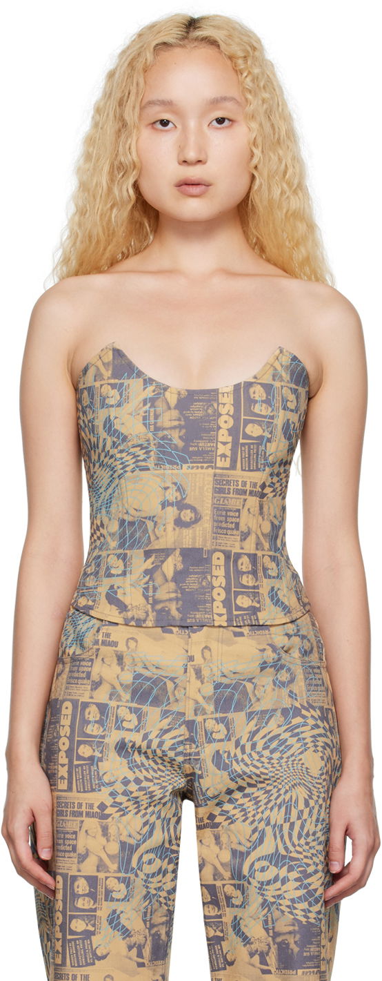 Tanktop Miaou Miaou Leia Printed Tank Top Beige | 7010-CL-WNT