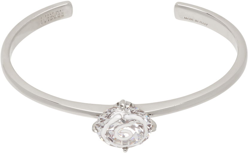 Armbånd Maison Margiela MM6 Maison Margiela Silver & White Enamel Logo Cuff Bracelet Metalisk | SM6UY0101 P8372
