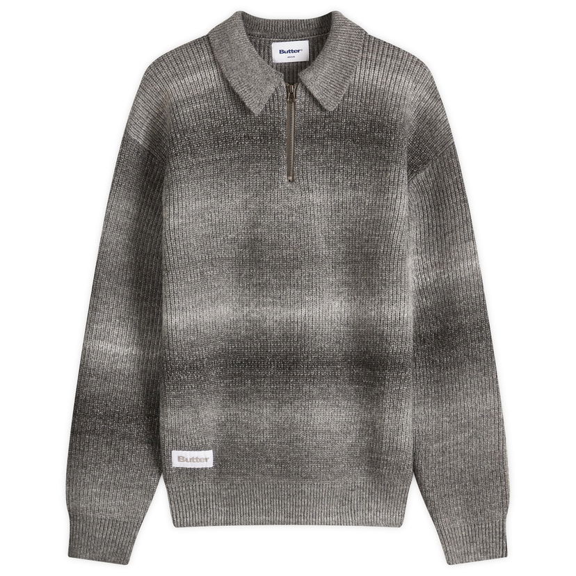 Sweater Butter Goods Beams 1/4 Zip Knit Polo Grå | BG251300-BLK