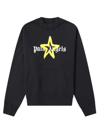 Sweater Palm Angels Star Sprayed Logo Crewneck Sort | PMBA026C99FLE0081018