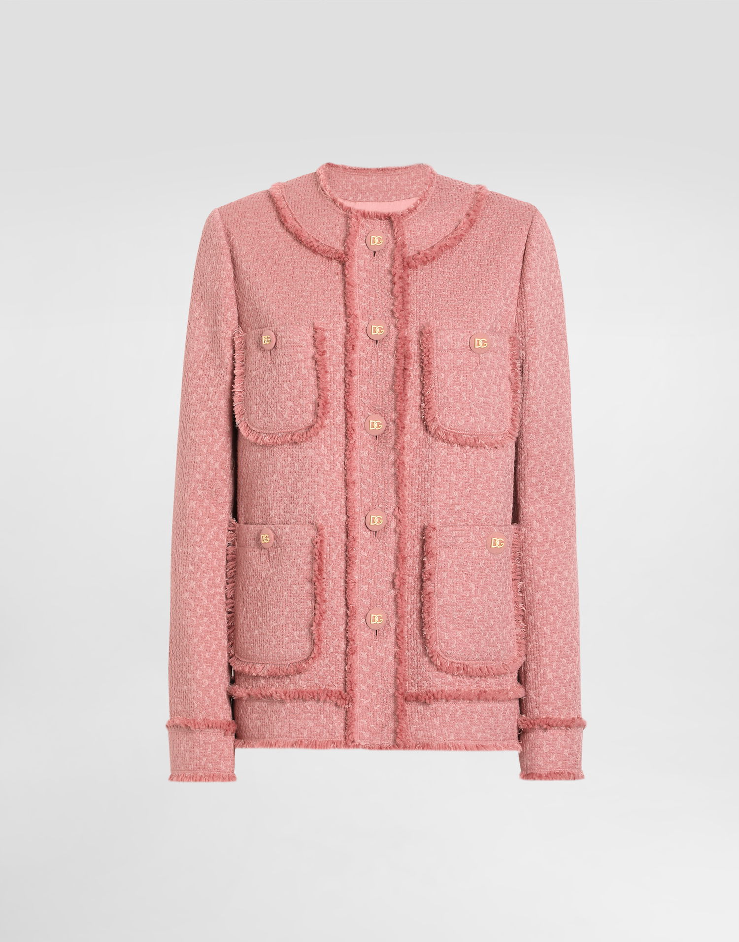 Jakke Dolce & Gabbana Dolce & Gabbana Single-Breasted Raschel Tweed Jacket Lyserød | F29TPTHUMUAF0473, 0