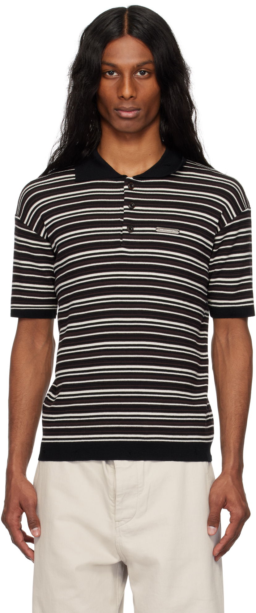Polo skjorte Andersson Bell Andersson Bell Striped Sweater Polo Sort | atb1286m