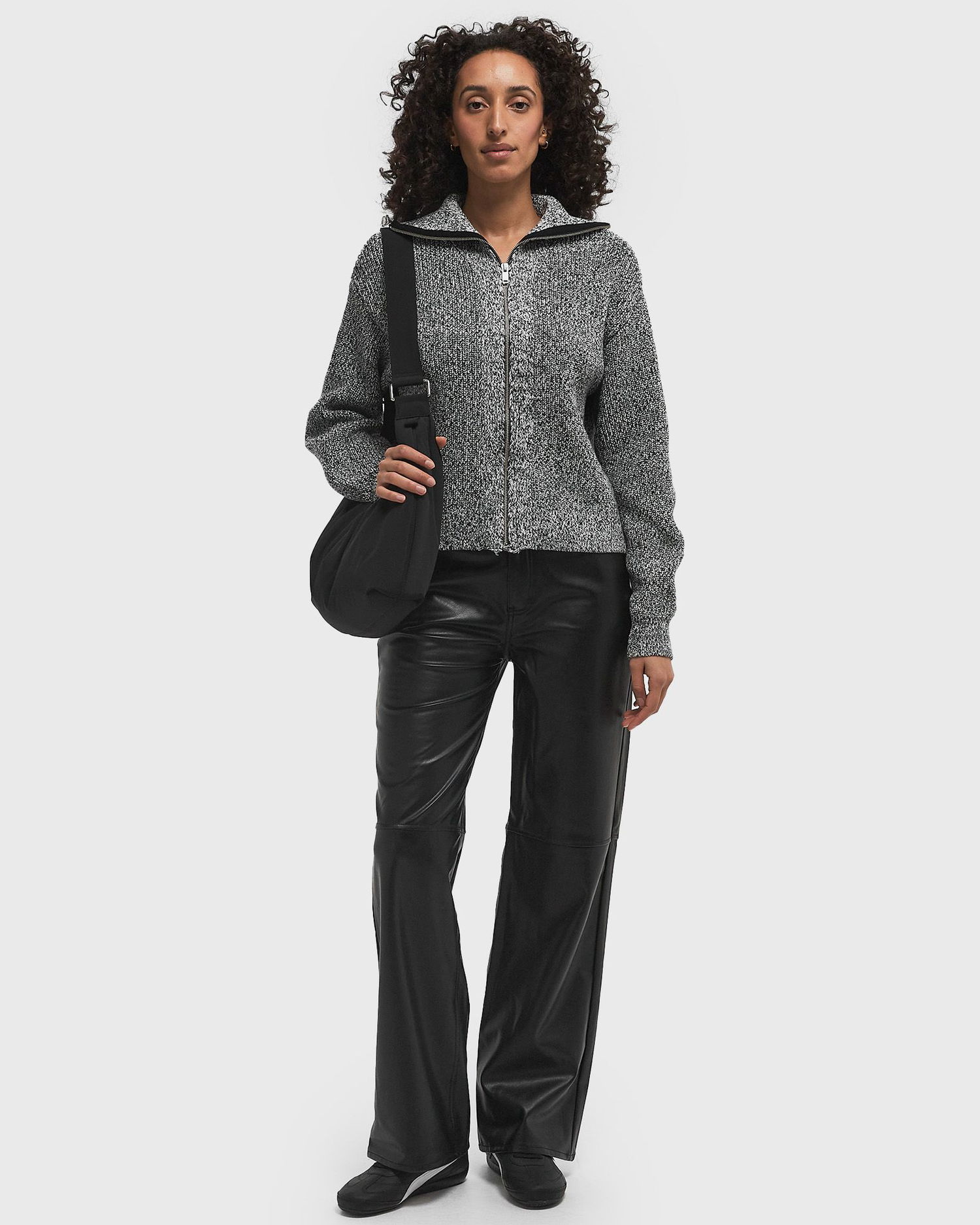 Sweater envii Envii Washington Long Sleeve Cardigan, Size L Grå | E23500024-BLACK_SPECKLE, 1