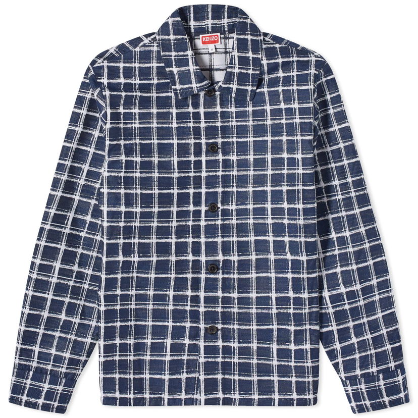 Skjorte KENZO Check Jacquard Overshirt Mørkeblå | FE55CH5269JK-77