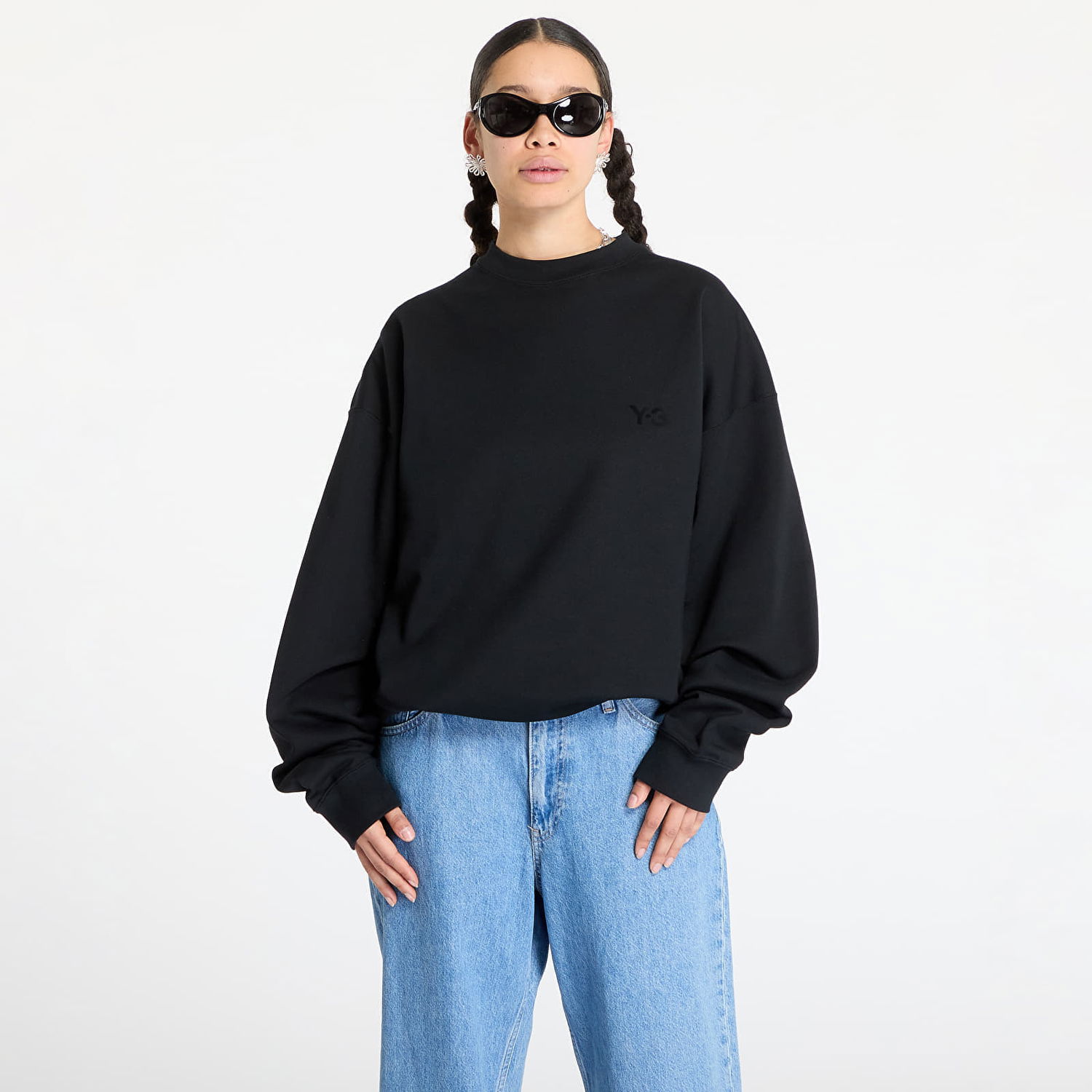 Sweater Y-3 Y-3 French Terry Crew Sweatshirt Sort | JN4926, 1