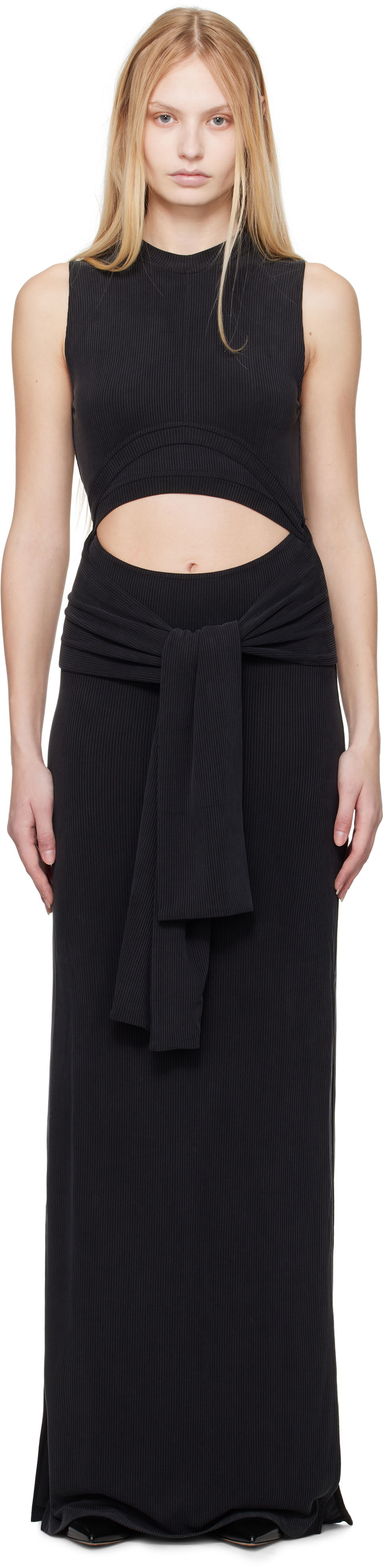 Kjole Balmain Balmain Knotted Cutout Maxi Dress Sort | EF1RO125JJ76, 0
