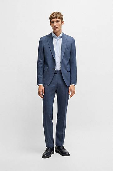 Skjorte BOSS Slim-Fit Easy-Iron Cotton Blend Shirt Blå | 50533433, 1