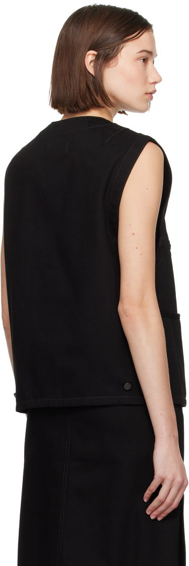 Vest LEMAIRE Lemaire Y-Neck Denim Vest Sort | OW1109 LD1004, 2