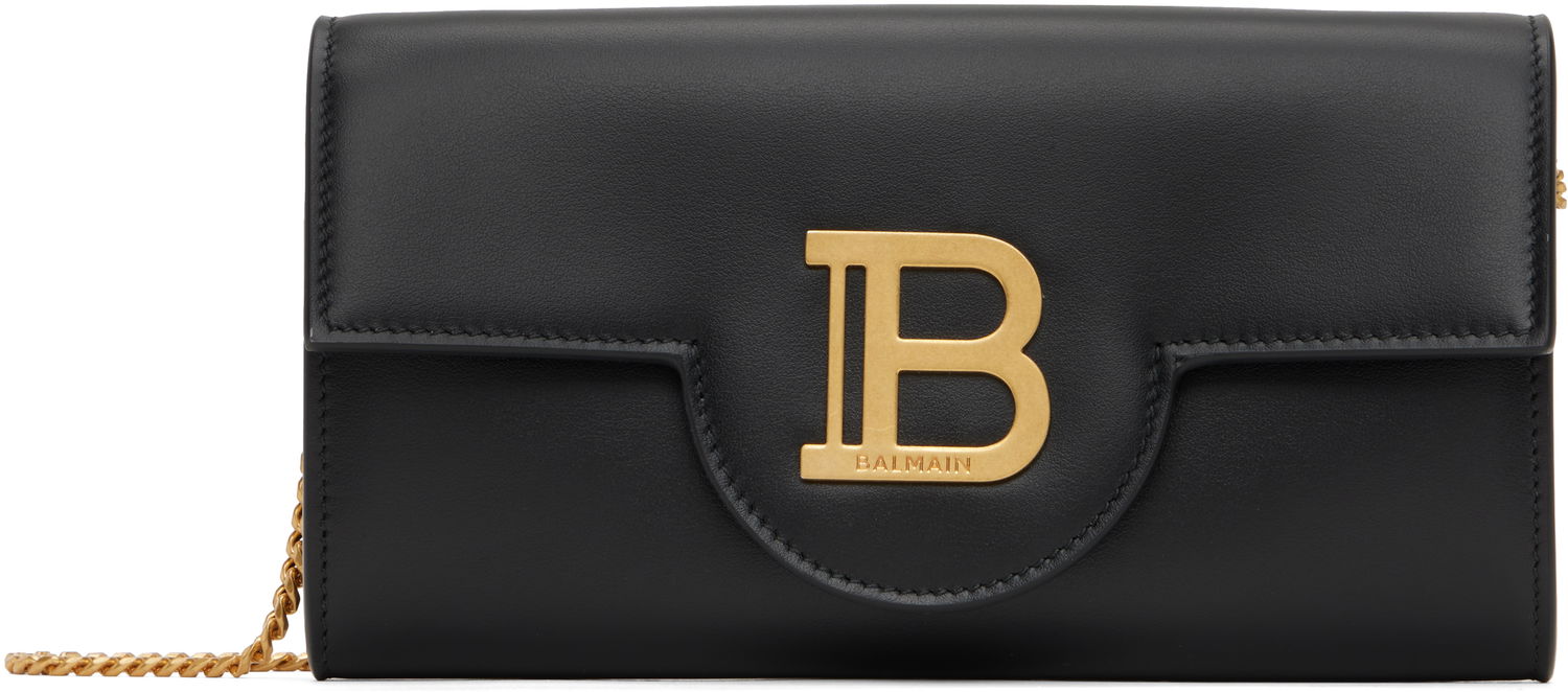 Tegnebog Balmain Balmain B-Buzz Leather Wallet on Chain Sort | DN1ON197LAVE, 0