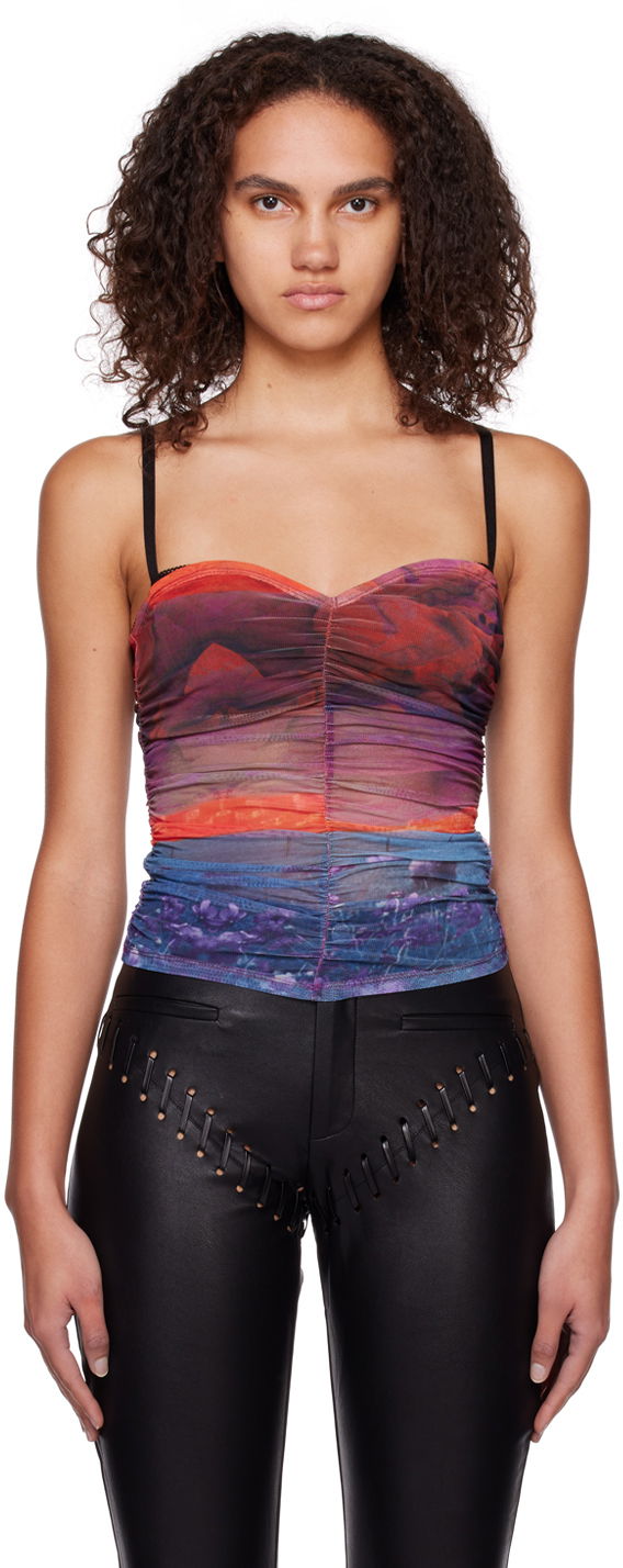 Tanktop Miaou Miaou Renzo Ruched Mesh Camisole Flerfarvet | 7064PM1OAS