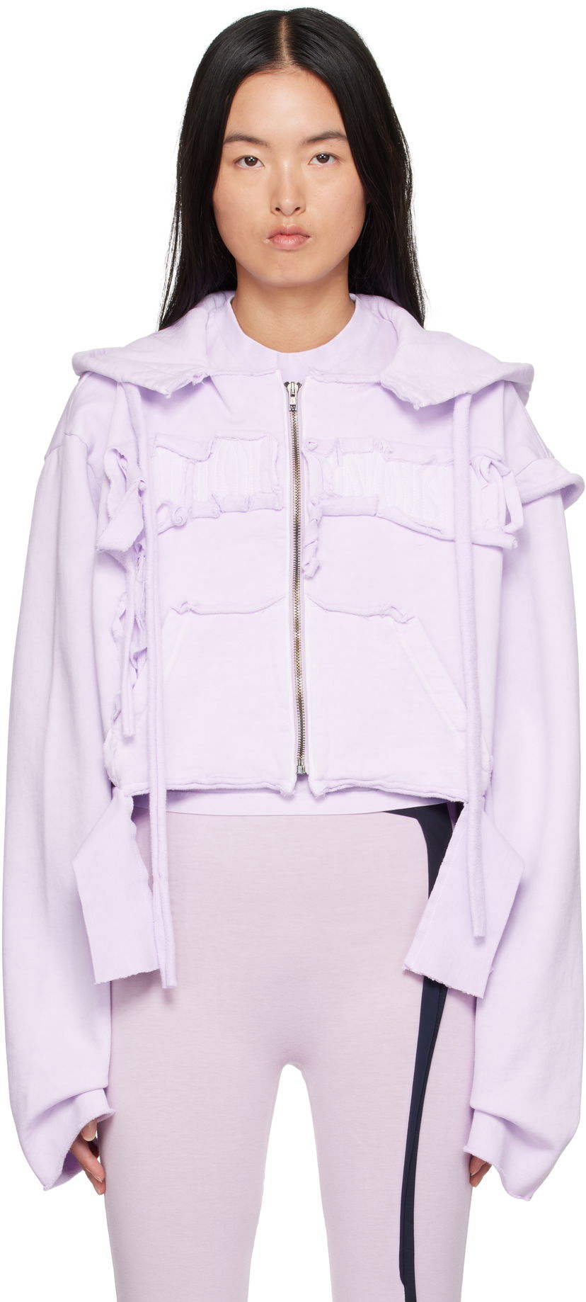 Sweatshirt Ottolinger Ottolinger Distressed Cropped Hoodie Lilla | 2215020214