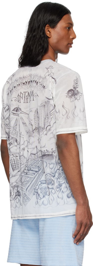 T-shirt Casablanca Casablanca Tattoo Mesh T-Shirt Hvid | MS25-TP-071-01, 2