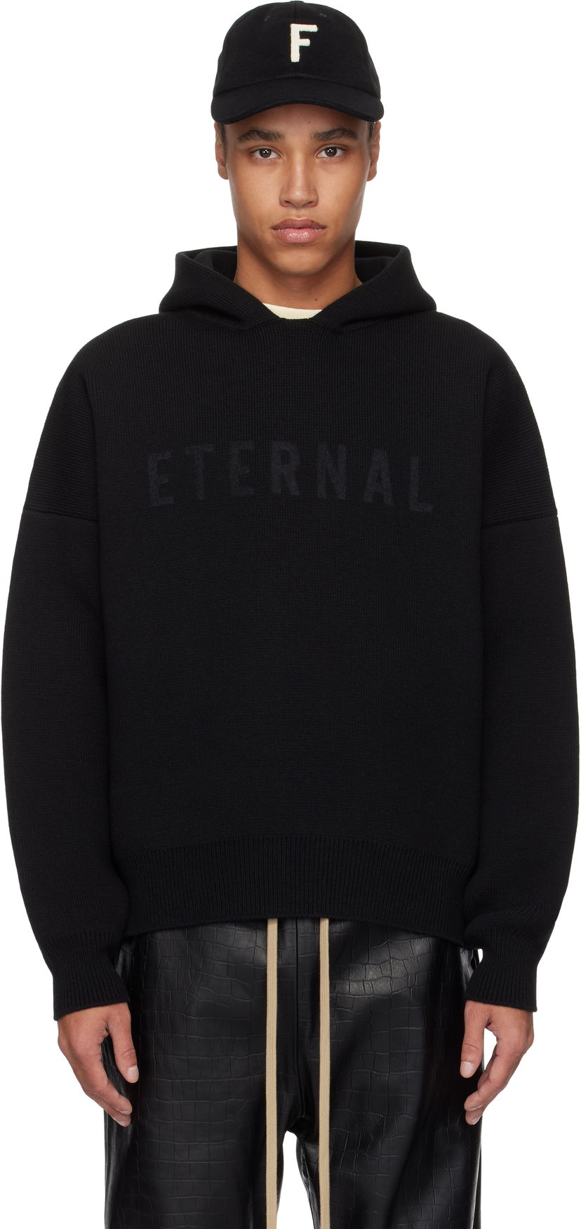 Sweater Fear of God Fear of God 'Eternal' Merino Knit Hoodie Sort | FGE220-2031LAW