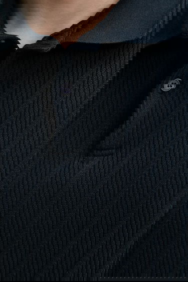 Polo skjorte Samsoe Samsoe Ribbed Polo Shirt SAKEVIN Mørkeblå | M25200034, 4