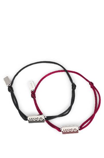 Armbånd BOSS Two cord cuffs with rectangular metal plaques Flerfarvet | 50549076, 1