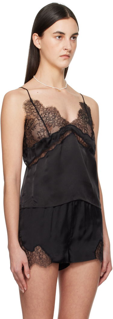 Pyjamas Anine Bing Anine Bing Dorothy Lace-Trim Silk Camisole Sort | A-10-10358-BLK26, 1