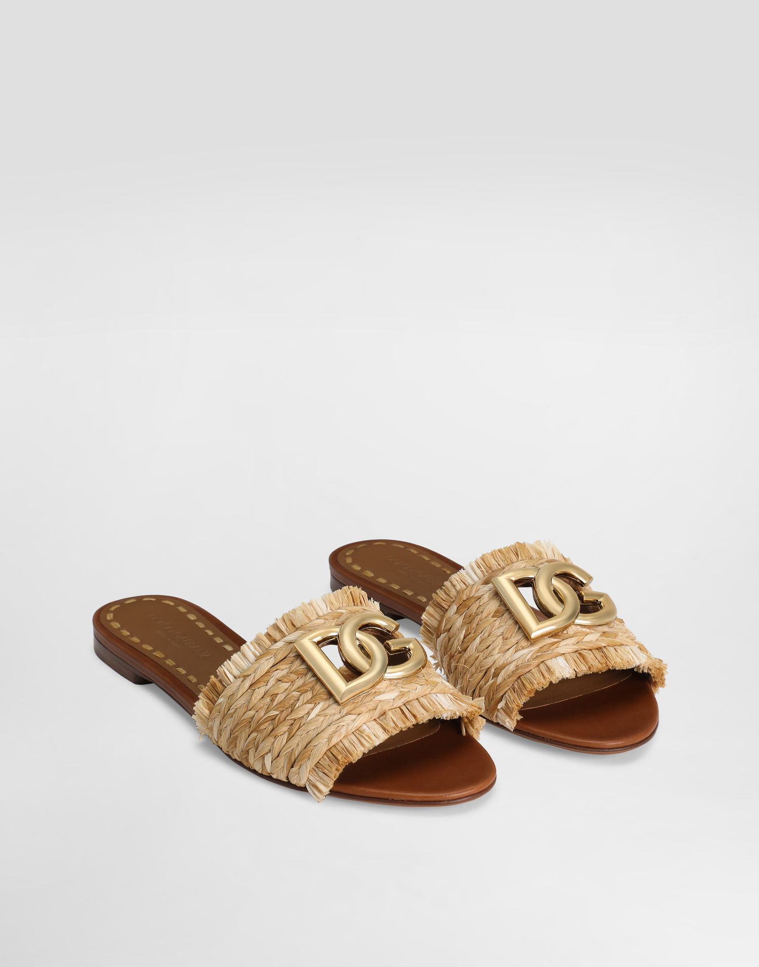 Tilbehør Dolce & Gabbana Dolce & Gabbana Rafia Braided Slippers Beige | CQ0646AN2178B218, 1