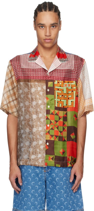 Skjorte Marine Serre Marine Serre Regenerated Silk Patchwork Bowling Shirt Flerfarvet | USI025A UWOV0028, 0