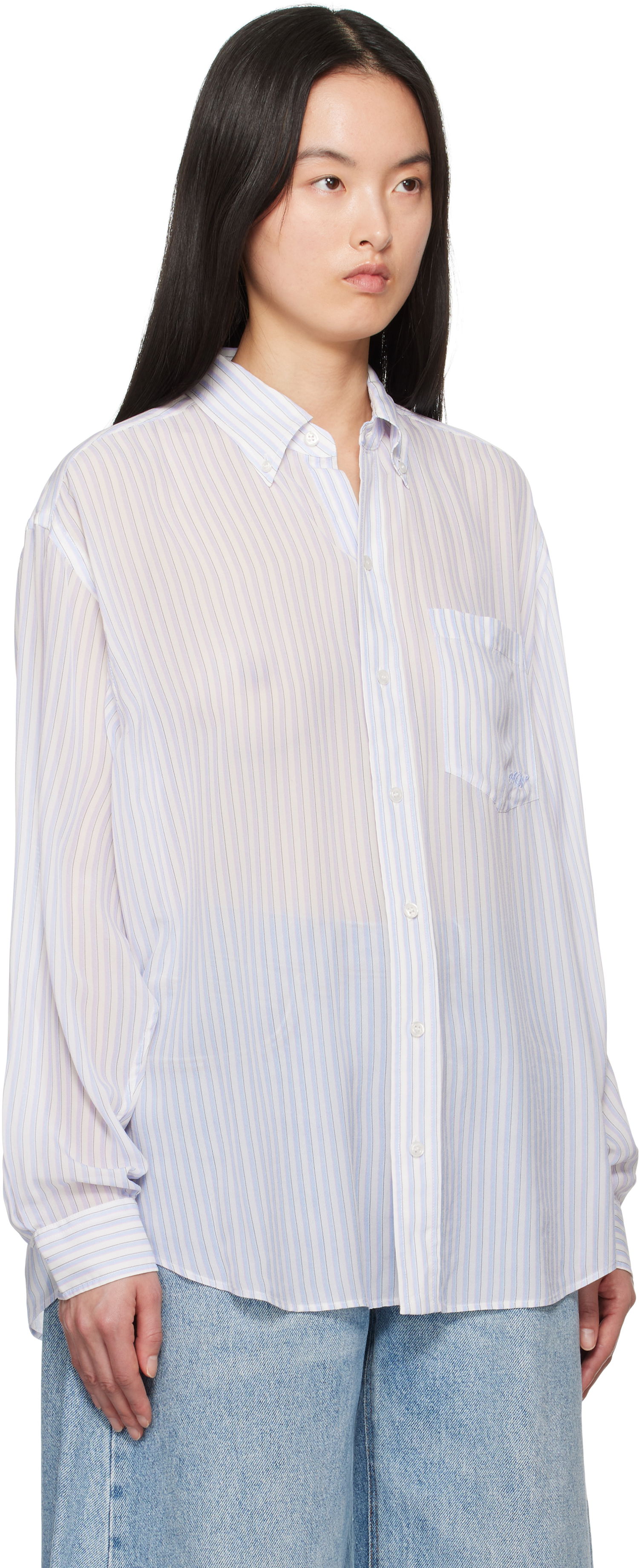 Skjorte Alexander Wang Alexander Wang Oversize Silk Chiffon Shirt Hvid | 1WC2251012, 1