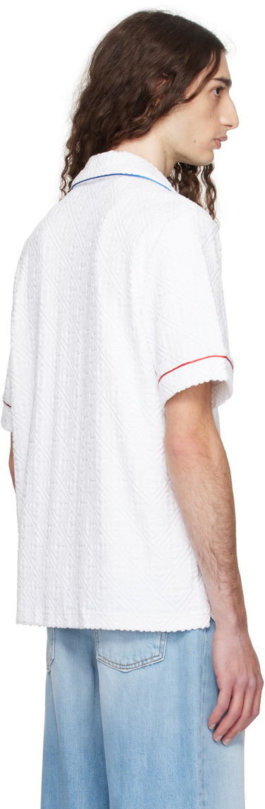 Skjorte Casablanca Casablanca Monogram Jacquard Towelling Short Sleeve Shirt Hvid | MPF25-SH-085-01, 2