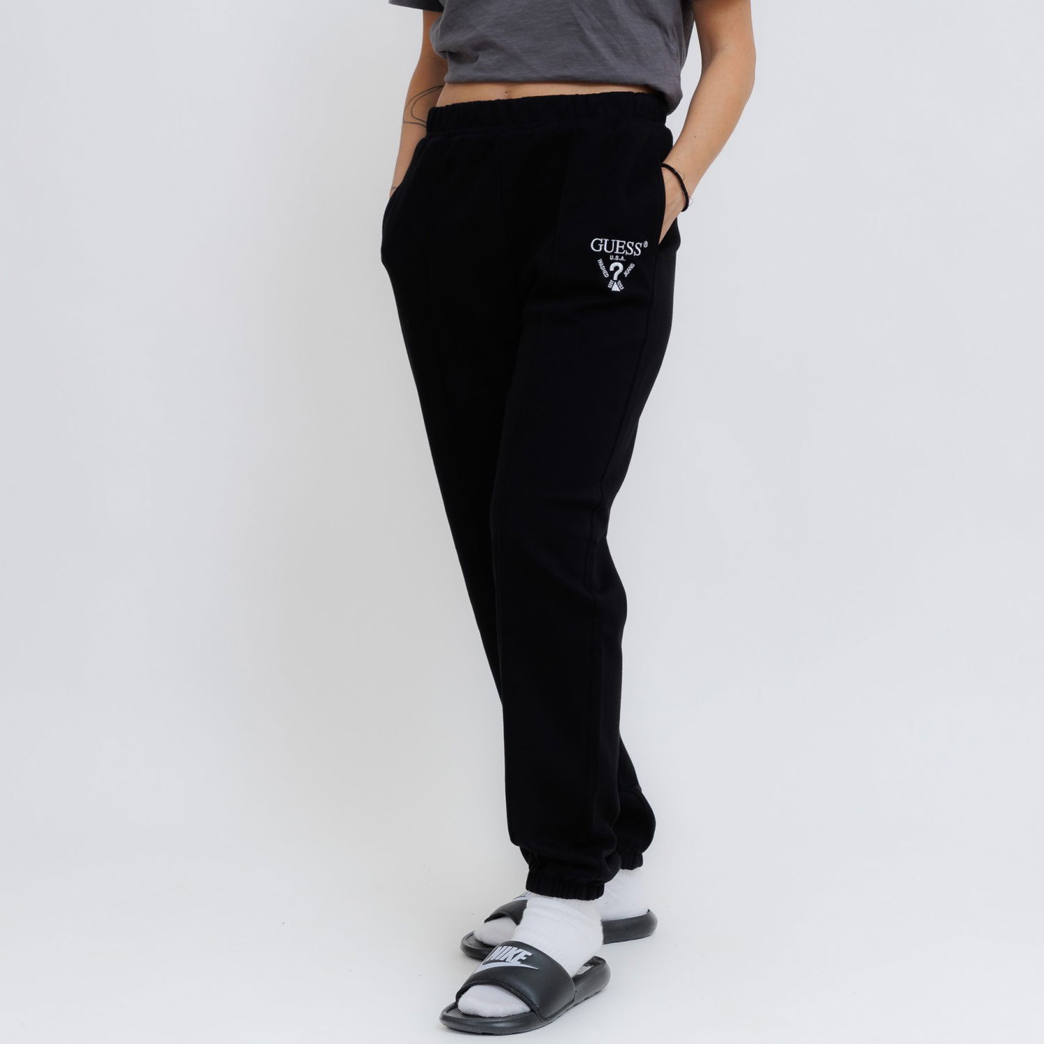 Joggingbukser GUESS Guess Roberta Cuff Sweatpants Sort | V5RB13KC3D2-JBLK, 0