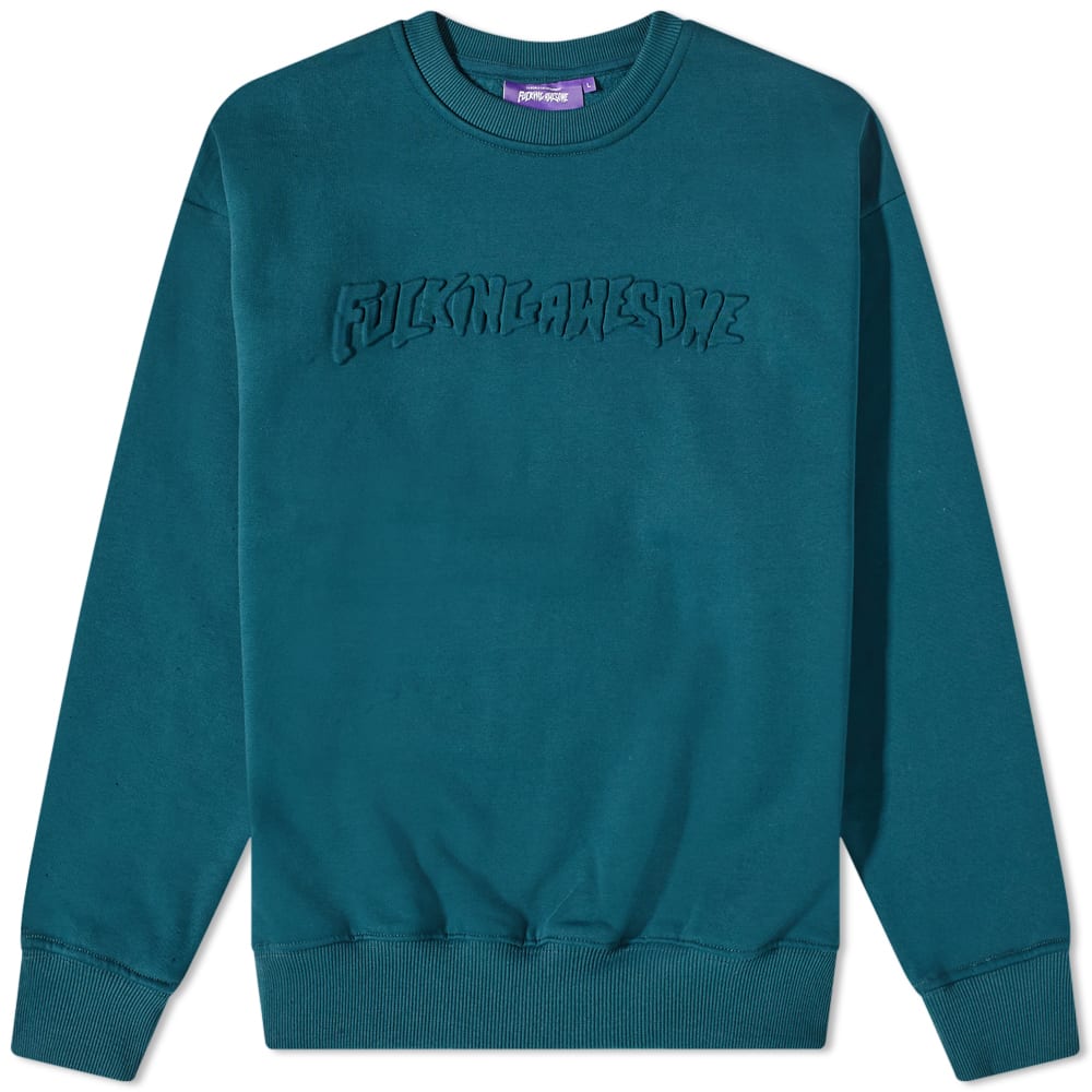 Sweatshirt Fucking Awesome Stamp Embossed Crew Sweat Grøn | FA1673-TEA, 0