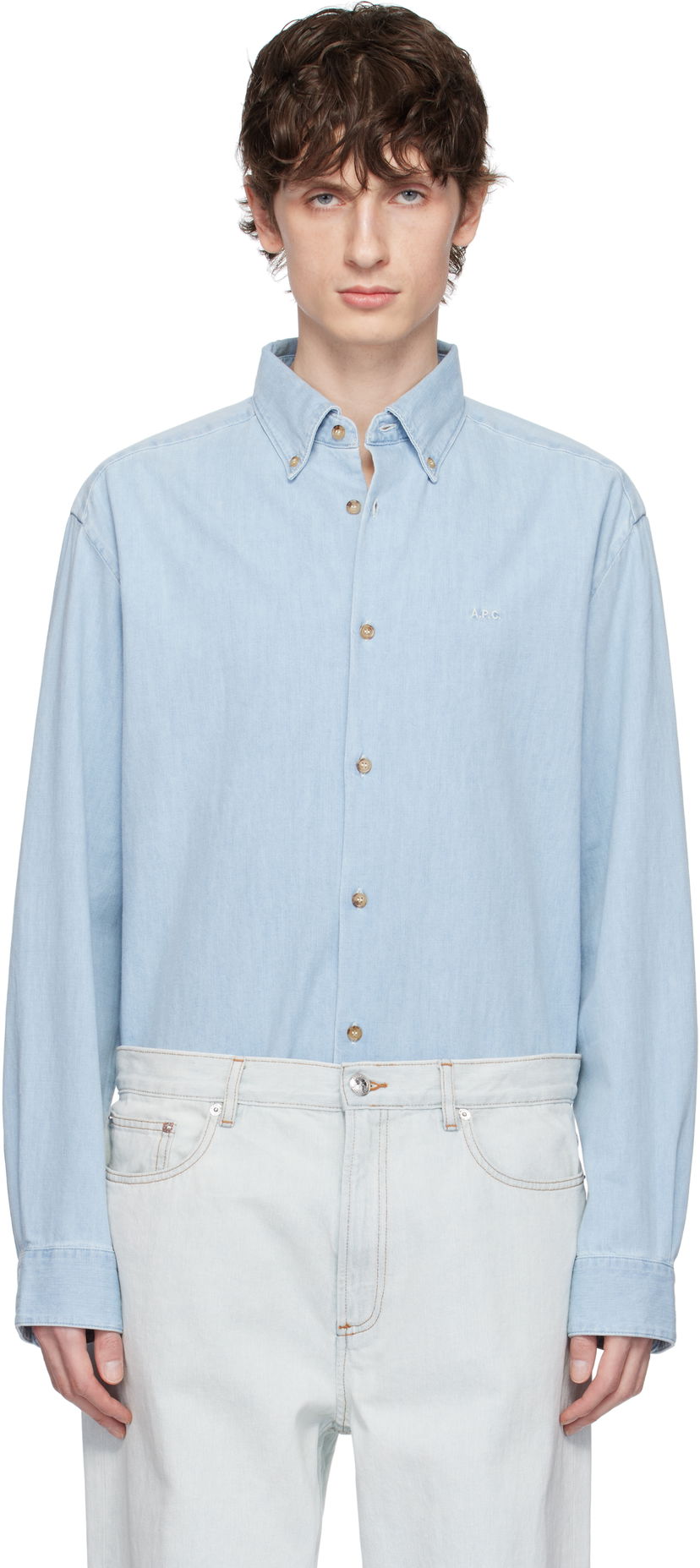 Skjorte A.P.C. A.P.C. Mathias Denim Shirt Blå | COGXX-H12586