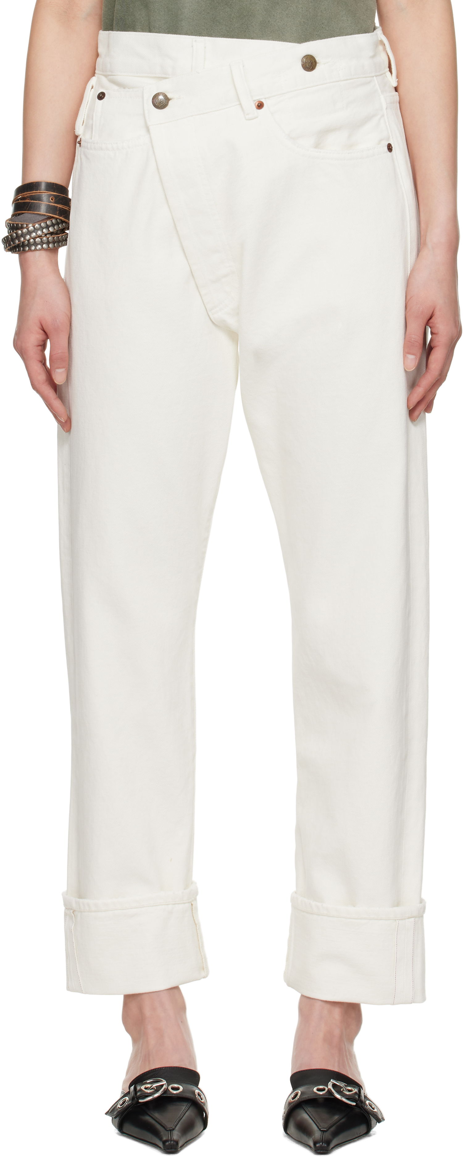 Jeans R13 R13 Cuffed Crossover Jeans Hvid | R13W2048-D314A, 0