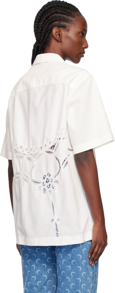 Skjorte Marine Serre Regenerated Household Linen Short Sleeve Bowling Shirt Hvid | USI016AUWOV0045, 2