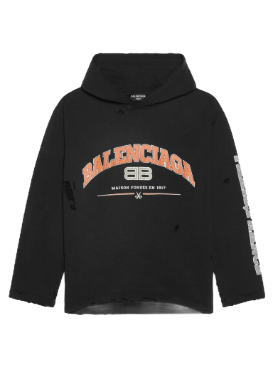 Sweatshirt Balenciaga Maison Cropped Hoodie Sort | 670946TLVJ30107