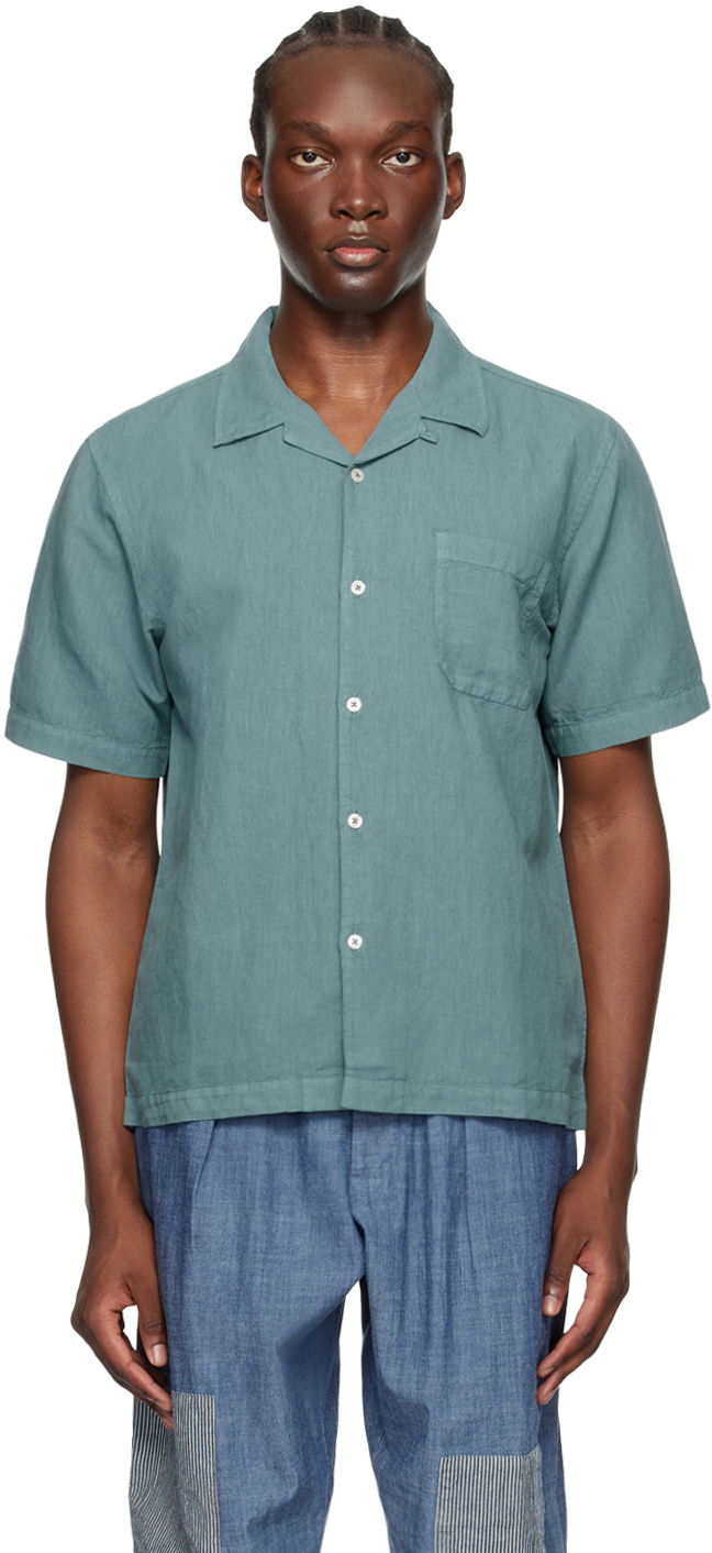 Skjorte Universal Works Universal Works Road Linen Shirt Grøn | P3067