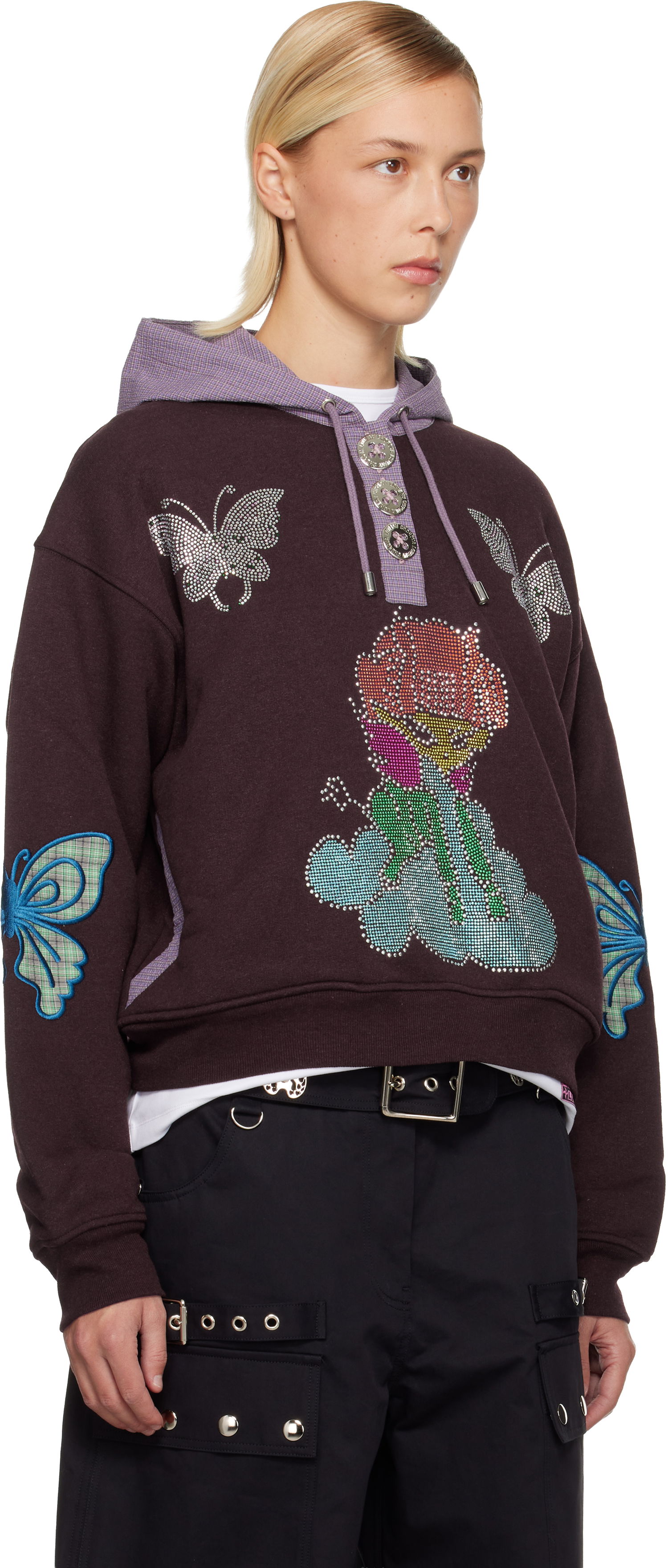 Sweatshirt Chopova Lowena Chopova Lowena Quimby Rhinestone Butterfly Hoodie Brun | 5265, 1