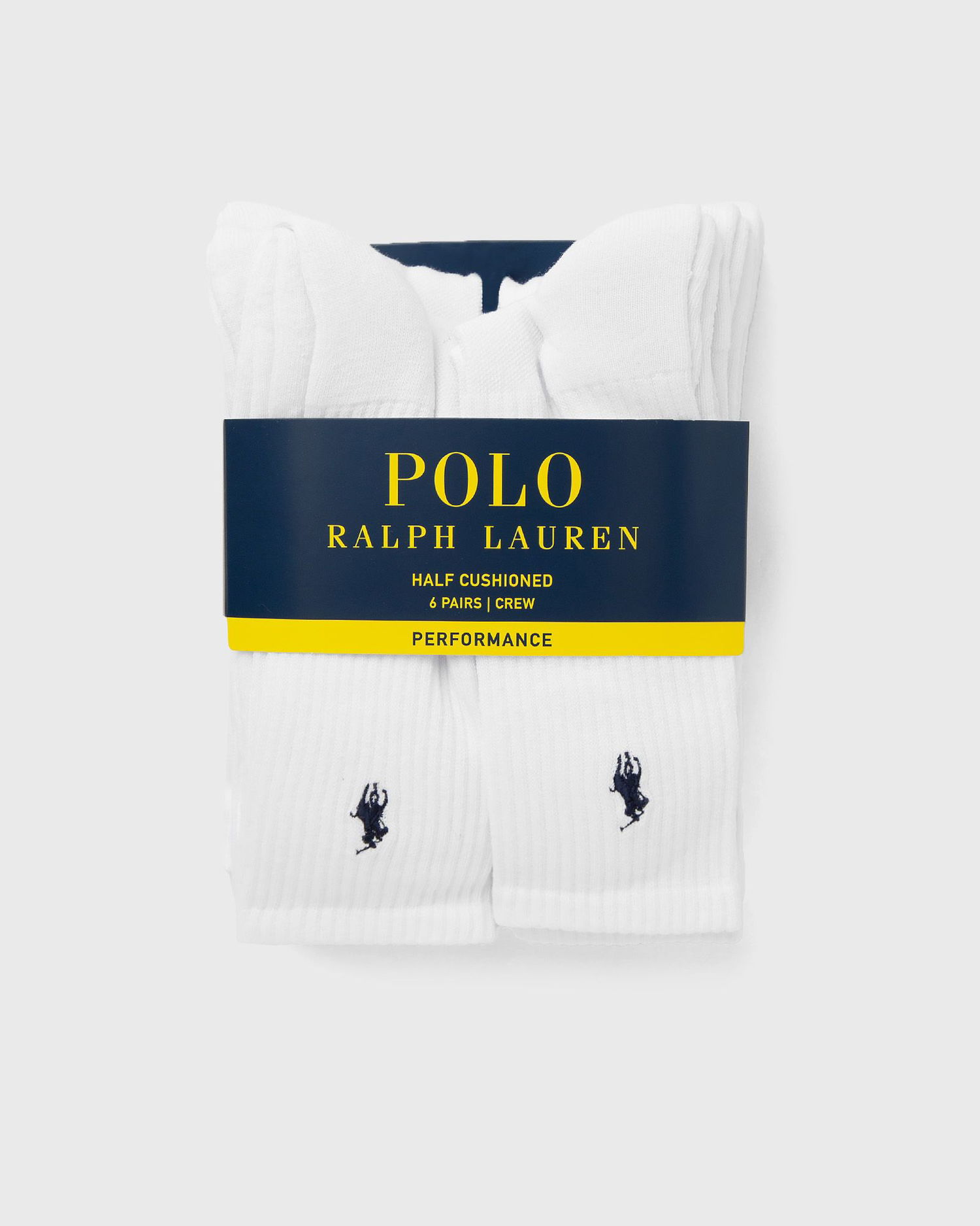 Sokker Polo by Ralph Lauren 6-Pack Half Cushioned Performance Crew Socks Hvid | 449943676001, 0