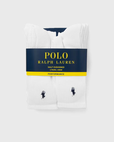 Sokker Polo by Ralph Lauren 6-Pack Half Cushioned Performance Crew Socks Hvid | 449943676001, 0