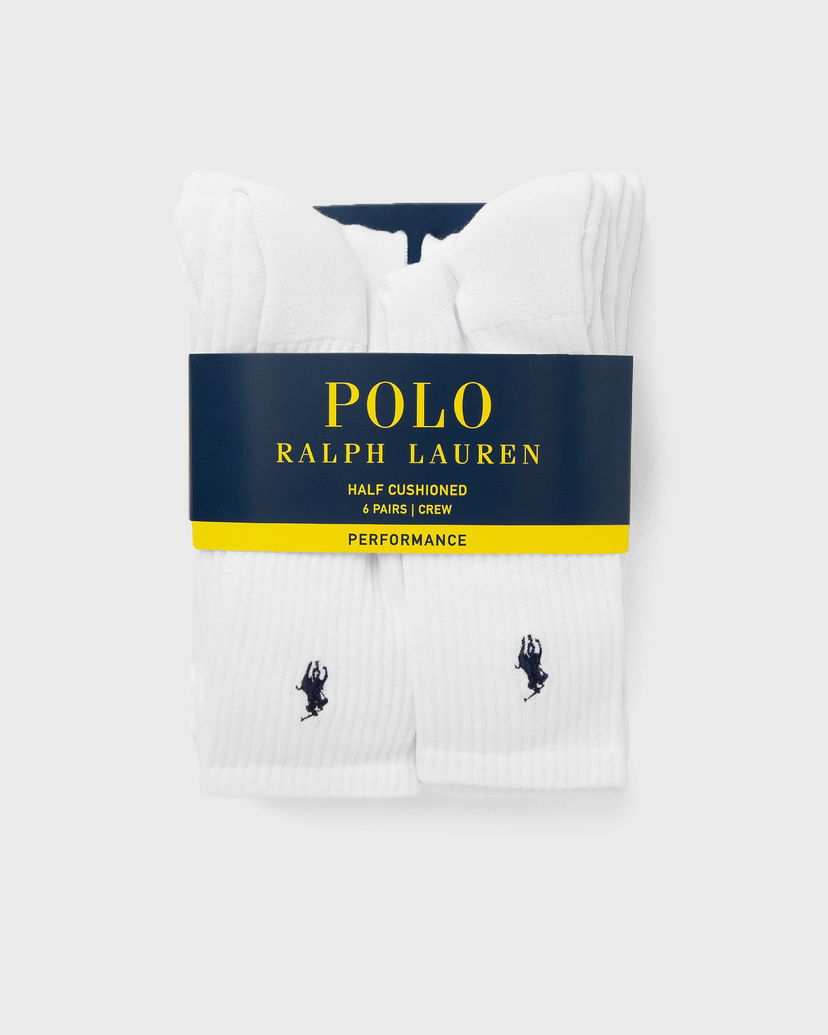 Sokker Polo by Ralph Lauren 6-Pack Half Cushioned Performance Crew Socks Hvid | 449943676001