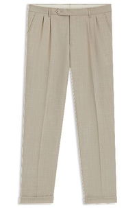 Men's Tapered Fit Micro-Patterned Virgin Wool Trousers