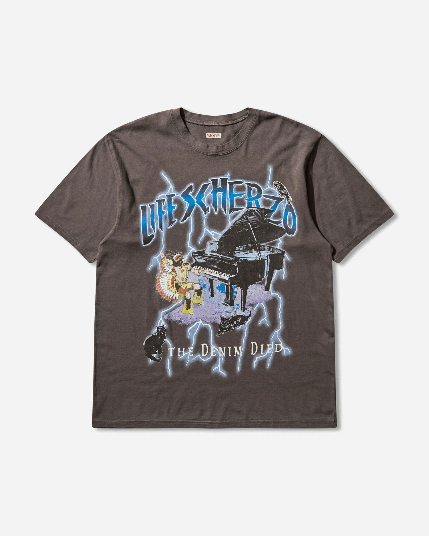 T-shirt KAPITAL Jersey Crew T-Shirt (Lightning Piano) Grå | K2503SC063 IB, 0