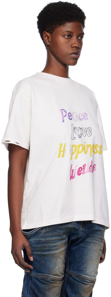 T-shirt We11done We11done Lettering Distressed T-Shirt Hvid | WD-TT0-24-705-U-WH, 1