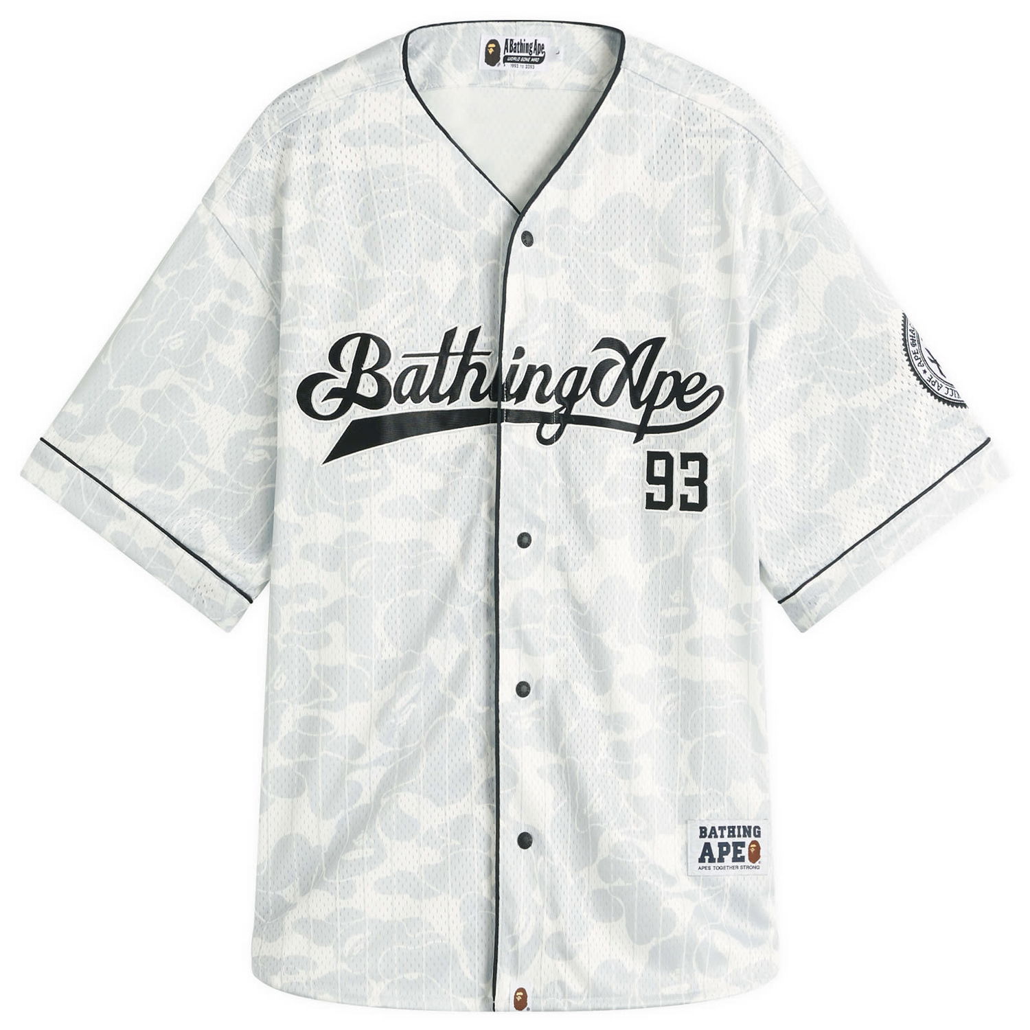 Jersey BAPE Bathing Ape Camo Baseball Jersey Hvid | 001SRL301003M-GRY, 1